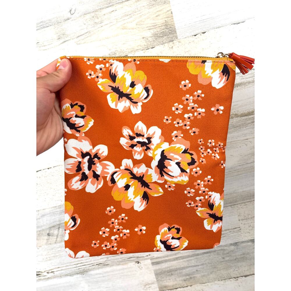 Rachel Pally Women Orange Yellow Floral Boho Reversible Fold Over Clutch Bag NEW